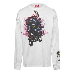 Diesel Mens T-Boxt Long-Sleeved T-Shirt / Off White
